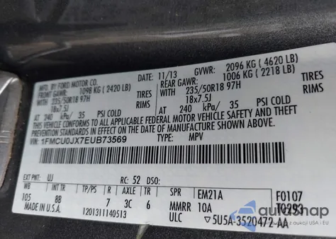 2014 Ford Escape Titanium из США, поврежденный, VIN 1FMCU0JX7EUB73569